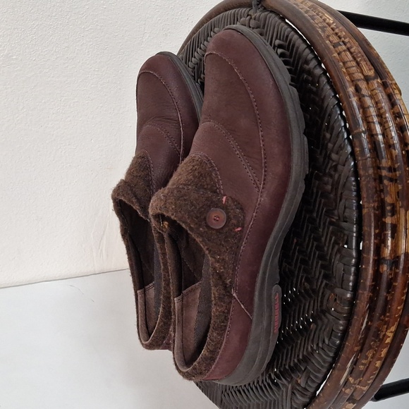 Merrell Andora Womens Sz 8.5 Burgundy Leather Slip On Mule Clog Loafer Shoes - Picture 6 of 11